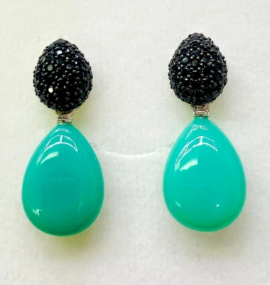 QVC Affinity Gems Pear Shaped Cabochon Drop Earrings, Sterling Silver - Image 1 of 4