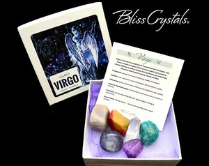 VIRGO Zodiac Set of 6 Crystals + Gift Box, Bag & Info Card #ZK29 - Picture 1 of 2