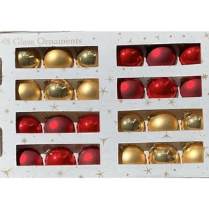 Vtg 48 Glass Christmas Ball Ornaments Christmas Tree Decoration Holiday Party - Picture 1 of 8