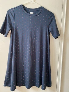 GYMBOREE SOFT NAVY RED HEARTS A-LINE DRESS SIZE 10/12 - Picture 1 of 4