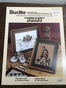 BUCILLA Old West "Indians" CHARLES M. RISSELL Cross Stitch Pattern Leaflet 501 - Picture 1 of 5