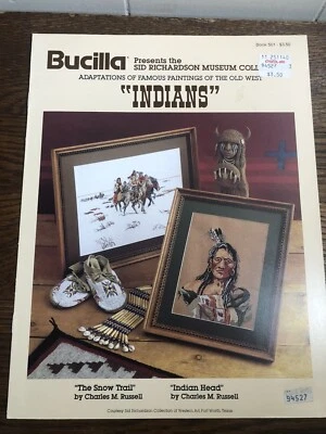 BUCILLA Old West "Indians" CHARLES M. RISSELL Cross Stitch Pattern Leaflet 501 - Image 1 of 4