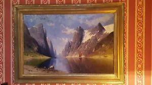 ÖLGEMÄLDE J. Holmstedt d. i. Karl Kaufmann 1843-1905 Norwegische Fjordlandschaft - Bild 1 von 12