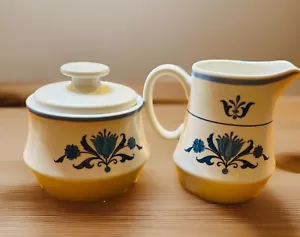 Noritake Progression China Blue Haven Creamer and Sugar Bowl with Lid Set #9004 - Picture 1 of 3