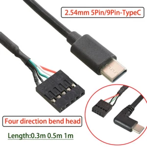 Placa madre PC 2,54 mm 5 pines / 9 pines a tipo C adaptador cable codo conector de cabeza - Imagen 1 de 13