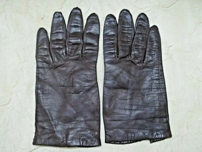 Distressed Brown Leather Women's Wrist Gloves size 6 Made in Italy Steampunk - Image 1 of 4