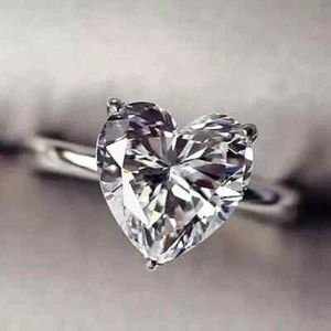 2 Ct Heart Cut Lab-Created Diamond Engagement Wedding Ring 14K White Gold Plated - Picture 1 of 5