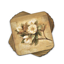 Pimpernel Sugar Magnolia Cork-Backed Board Coasters, Heat and Stain - Set of 6