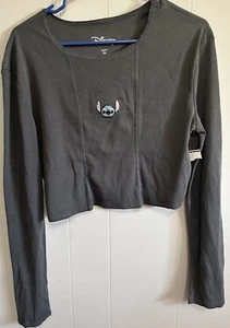 Disney Lilo And Stitch graues Damen Langarm Cropped Shirt Gr. XL neu mit Etikett D23 - Bild 1 von 5