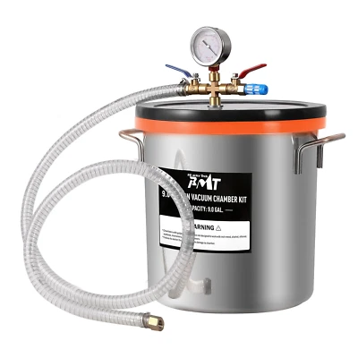 Cámara de vacío de acero inoxidable PB Motor Tech de 9 galones con tapa de vidrio templado, 3 Foto 1 de 4