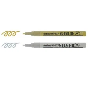 Artline Gold & Silver Metallic Permanent Marker Pens - Ideal For Christmas Cards - Picture 1 of 12