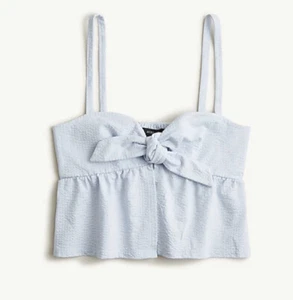 NWT J. Crew Women's Seersucker Tie-Front Cropped Top - Size XX Large - Picture 1 of 3