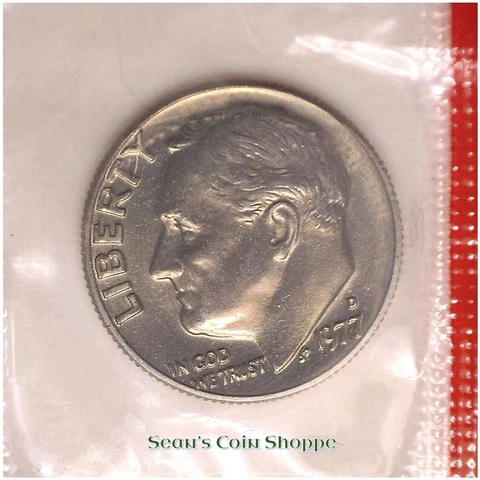 1977 D Roosevelt Dime 10C Unc BU from Mint Set in Wrap Denver Free Shipping! Cover