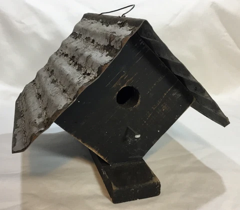 NEW Rustic Vintage Style Wooden Birdhouse With Metal Roof, Made In Lancaster PA Cover