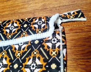 Vintage 1960s Retro Quilted Geometric Cosmetic Toiletry Pouch Bag Black Orange - Picture 1 of 16