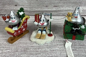 Kurt Adler Hershey KISS Skiing, Sled Trinket Box Christmas Ornament Lot Of 3 - Picture 1 of 14