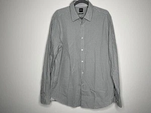 Boss Hugo Boss Men's Gray Green Gingham Button Up Shirt Size XL NWT - Picture 1 of 8