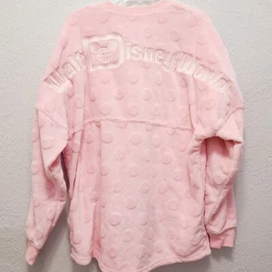GRANDE Maglia Walt Disney World Park 2022 Rosa Pallido Fuzzy Topolino Orecchio Spirito - Foto 1 di 5