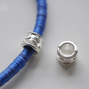 2 St / 8 x 7 mm, Innen: 5,5 mm Messing Perlen Slider Schiebeperle versilbert - Picture 1 of 1