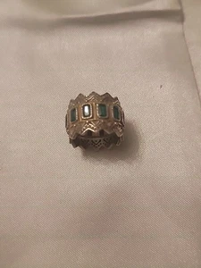 Sterling Silber 925 Smaragd Band Akzent Ring Gr. 5,5 Kronenform - Bild 1 von 7