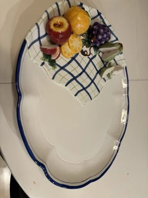 "Enorme plato decorativo BELLA CASA de Ganz fruta 3D 18"" de largo x 14"" de ancho" Foto 1 de 4