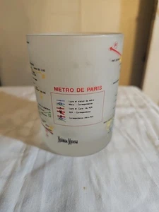 Neiman Marcus U-Bahn Karte Milchglas Tumbler Glas selten Metro De Paris Frankreich - Bild 1 von 4