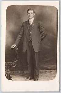 Man in Suit Portrait Canada Real Photo Postcard RPPC - Bild 1 von 2