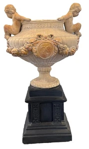 12" Klassische Griechische Himmlische Cherubs Engel Topf Urne Wohndeko Pflanzgefäß Vintage - Bild 1 von 20