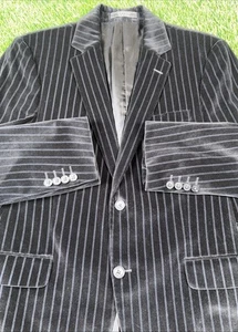 THEORY Men’s 36/38 Velvet Tuxedo Blazer Black Stripes Sports Coat Used - Picture 1 of 16
