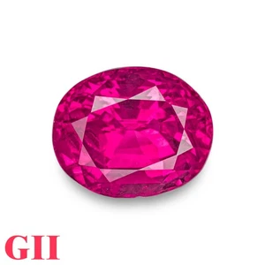 GII Certified BURMA Ruby 2.20 Ct. Natural Unheated OVAL Eye-Clean VIVID PINK-RED - Picture 1 of 7