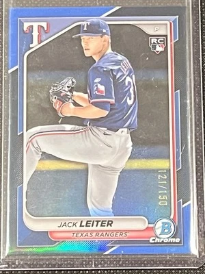 2024 Bowman Blue Refractor /150 RC JACK LEITER - Texas Rangers - Image 1 of 3