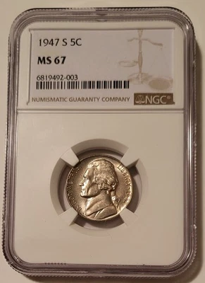 1947 S Jefferson Nickel MS67 NGC - Image 1 of 4