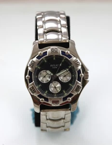 Orologio Relic Wet Uomo Acciaio Inox Argento 50m Batteria Giorno Data 24h Quarzo Blu - Foto 1 di 6