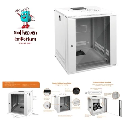 12U Wall Mount Rack Network Cabinet for 19" IT Equipment,with Lockable Glass ... - Image 1 of 4