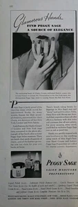 1936 Peggy Sage Salón Manicura Esmalte de Uñas Manos Glamorosas Anuncio De Colección - Imagen 1 de 1
