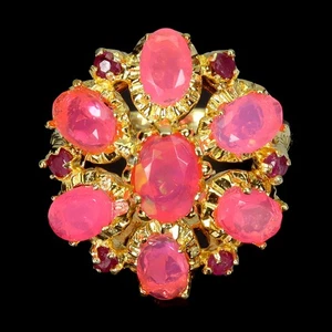 Black Friday 925 Silber Ring oval rosa Opal 7x5mm Rubin Natur Edelstein Schmuck - Bild 1 von 14
