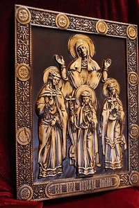 Ikone Heiliger Glaube, Hoffnung und Liebe. 3D Kunst Orthodox Holz geschnitzt Bild. 13" Gr. - Bild 1 von 1