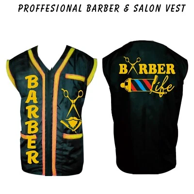 Chaleco de peluquero, chaqueta de peluquero, chaleco de estilista de peluquero, chaleco negro, uniformes de peluquero Foto 1 de 2