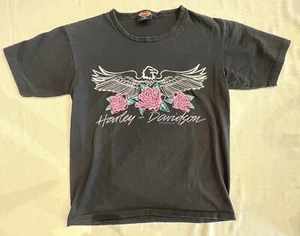 Harley Davidson VINTAGE T-shirt 1991 punto singolo Eagle Roses manica corta L - Foto 1 di 16