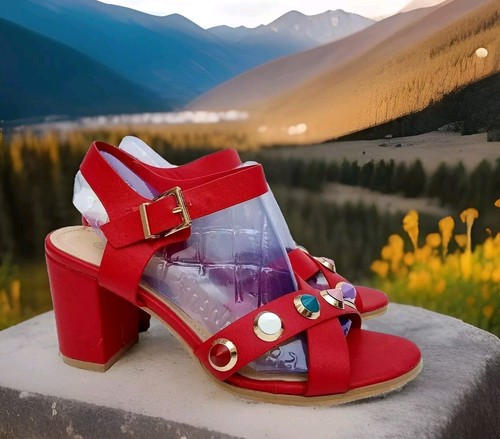 TOD’S Sergio Todzi Paris Tg 9 Sandali Donna Rosso Vacanze Borchie Gemma Gioielli Tacchi