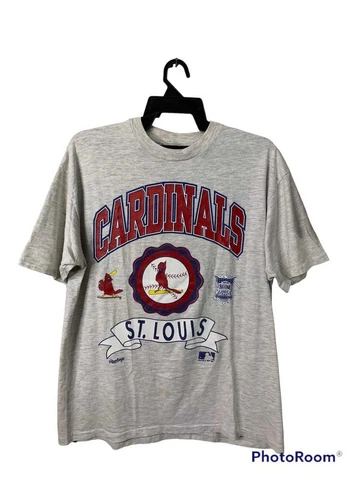 St.Louis Cardinals MLB baseball Gray short sleeve T shirt logo vtg H8970 Cover