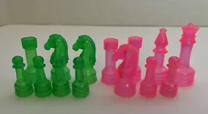 Vtg Hasbro World Of Family Fun Chess Replacement Pieces-7 Green-7 Pink - Picture 1 of 2