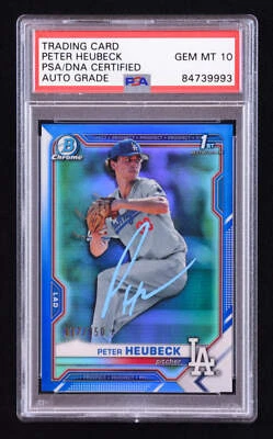 Peter Heubeck Signed 2021 Bowman Chrome Draft Blue Refractors #BDC146 #117/150 R - Image 1 of 2