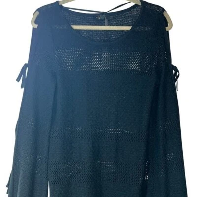 Melissa Paige Ladies Black Knit Sweater w/ Tie Sleeves, Size Medium, NWT! Foto 1 de 3