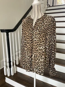 Chicos Bluse Damen Größe 12/ Large Oberteil Gepardenmuster goldene Knöpfe an den Ärmeln - Bild 1 von 11
