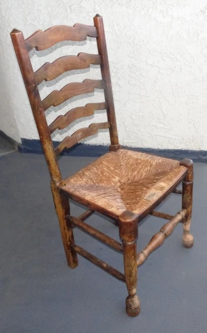 18th Century English Elm Ladder Back Rush Seat Chair- LOCAL PICKUP Cover
