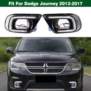 Pair LED Daytime Running Lights Fog Lamp Covers Wire For Dodge Journey 2013-2017 - Picture 1 of 11