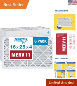 Pleated Air Filter, AC Furnace Air Filter, 6 Pack Actual Size: 15 1/2"x24 1/2... - Picture 1 of 6