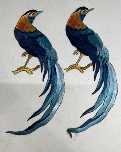 ¡2 APLICACIONES BORDADAS DE PÁJARO FÉNIX AZUL (COSER O PEGAR)! ¡HERMOSO! - Imagen 1 de 2