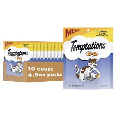 Temptations Indoor Care Chicken Flavor Cat Treats 10 Pouches 4.9 Ounce Total - Image 1 of 4